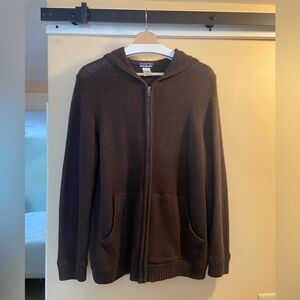 Patagonia Cashmere Hooded Zip-Up Sweater: Brown